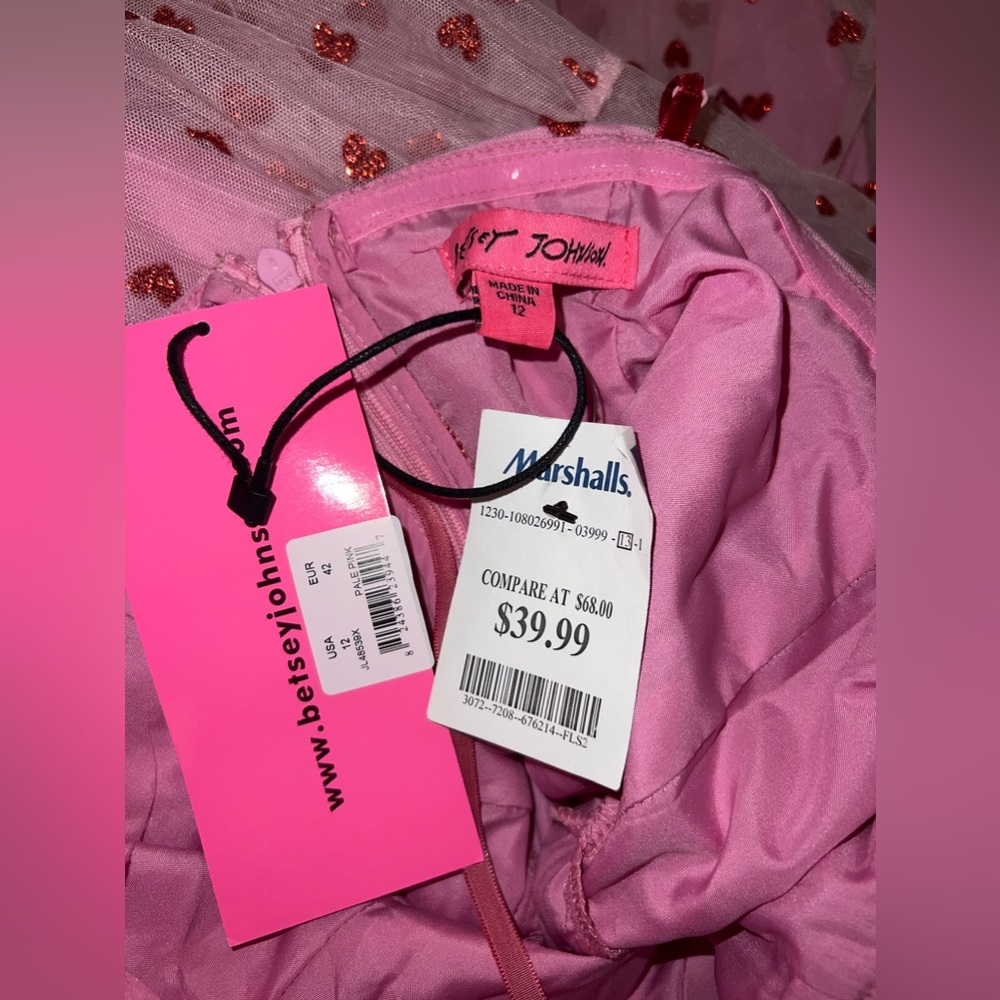 Betsey Johnson Valentines Heart Print Pink Dress - Picture 9 of 12